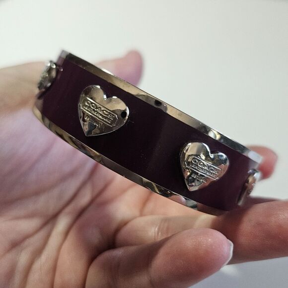 *Sale* Coach silver tone and burgundy bangle bracelet - Picture 2 of 16